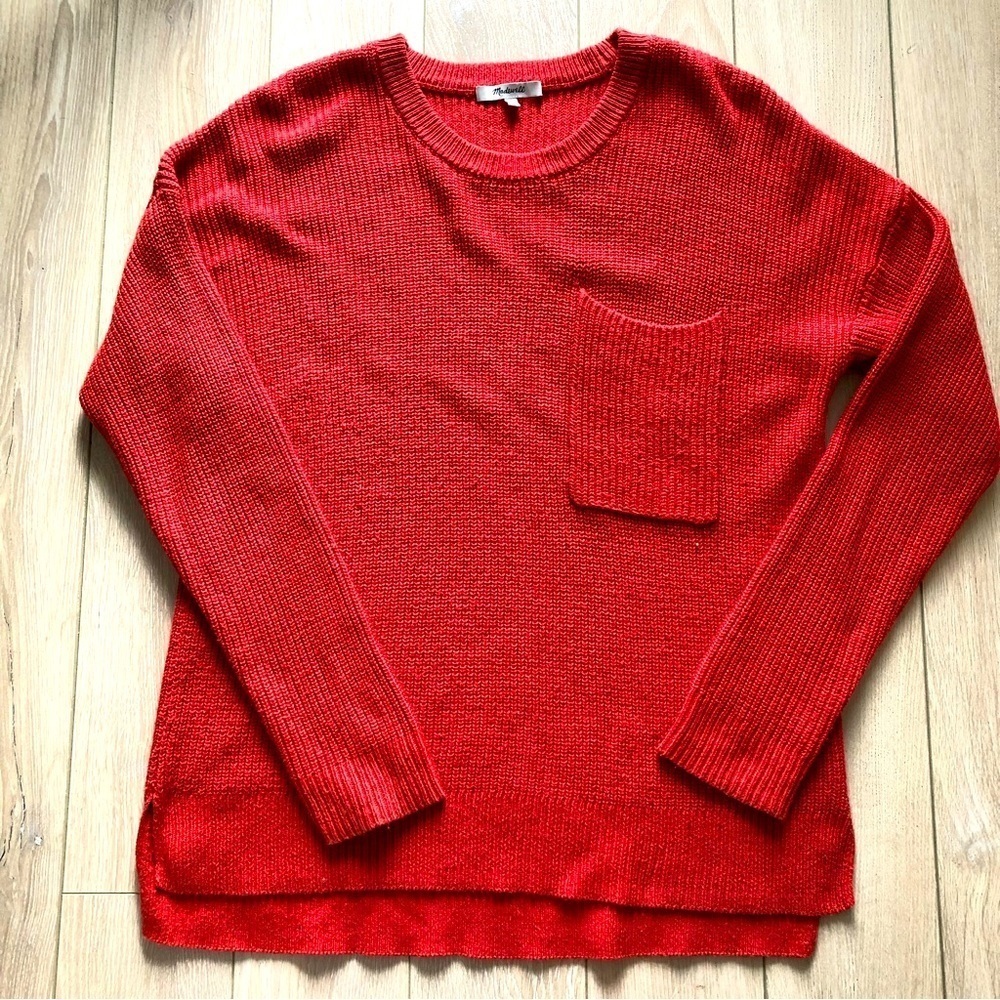 Madewell Orange Pocket Sweater Size M